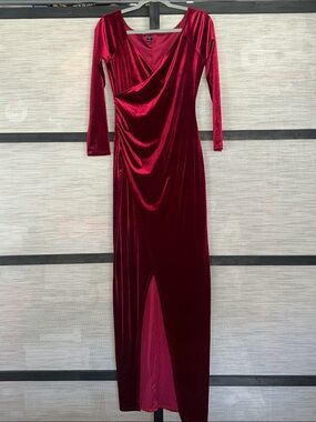 Windsor Burgundy Velvet Wrap-Style Maxi Dress